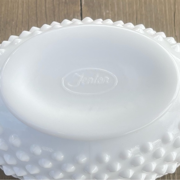 Fenton Vintage Hobnail Milk Glass Oval Double Handle Nut Bowl Candy Trinket Dish - Picture 13 of 14